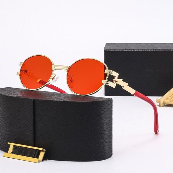 Высококачественные солнцезащитные очки дизайнерские женщины красные солнцезащитные очки для женских пляжных очков против УФ -металлических очков Маленькие полнокадра