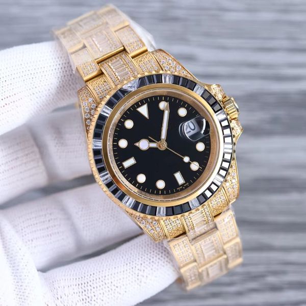 Hochwertiger Wassergeister Männer Watch Diving Sport importiert Bewegung Sapphire Spiegel Inset Top Natural White Stone Technology Sehr schwierige Luxus Diamond Uhr