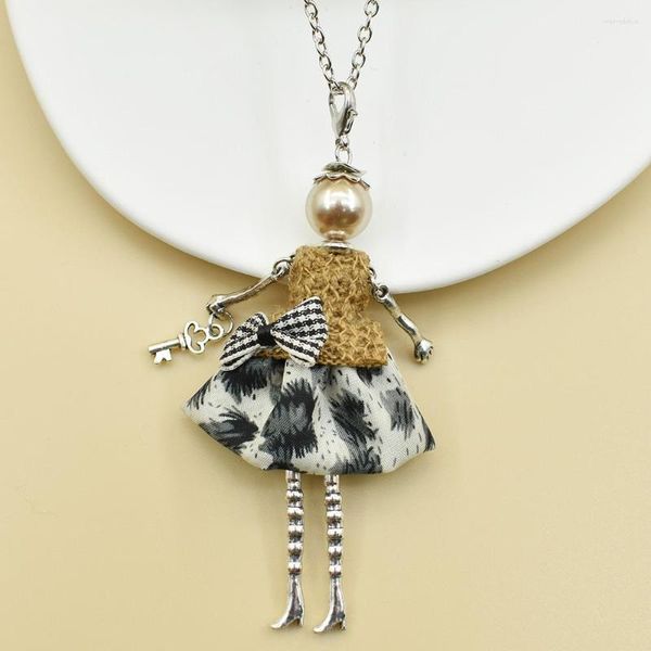 Подвесные ожерелья ylwhjj бренд женский ожерелье с длинной цепью девочки Жемчужие из мультипликации кукла милая юбка модные украшения
