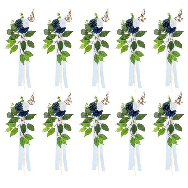 Fiori decorativi 10 pezzi blu sedia da matrimonio decorazione floreale decorazione artificiale per sedili posteriori del corridoio