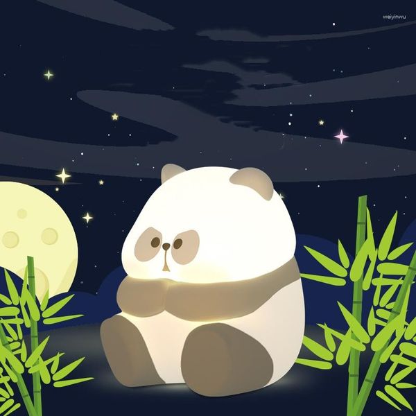 Gece Işıkları Karikatür Panda Led Işık Silikon Lamba Sevimli Hayvan Gece Işığı Çocuklar İçin Başucu Yatak Odası Oturma Odası Dekoratif