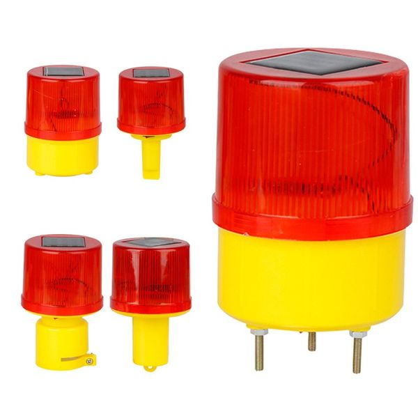 Lâmpada solar de compras Solar, LED vermelho Strobe Warning Light Lamp para construção de jardim de trânsito de carros Construção