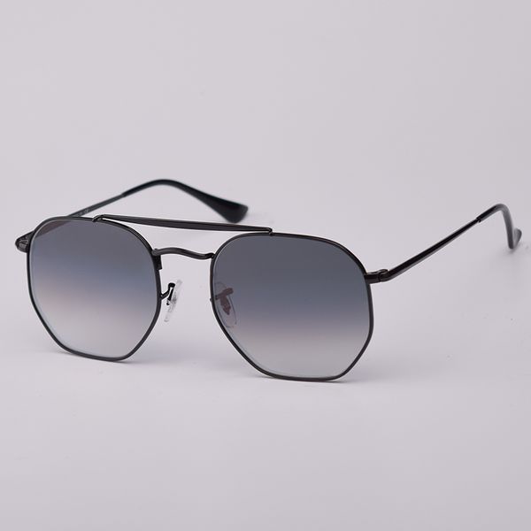 Quadratische Sonnenbrille mit Metallrahmen für Herren und Damen, echte Glaslinsen, modische Sonnenbrille mit Lederetui und Einzelhandelsverpackung
