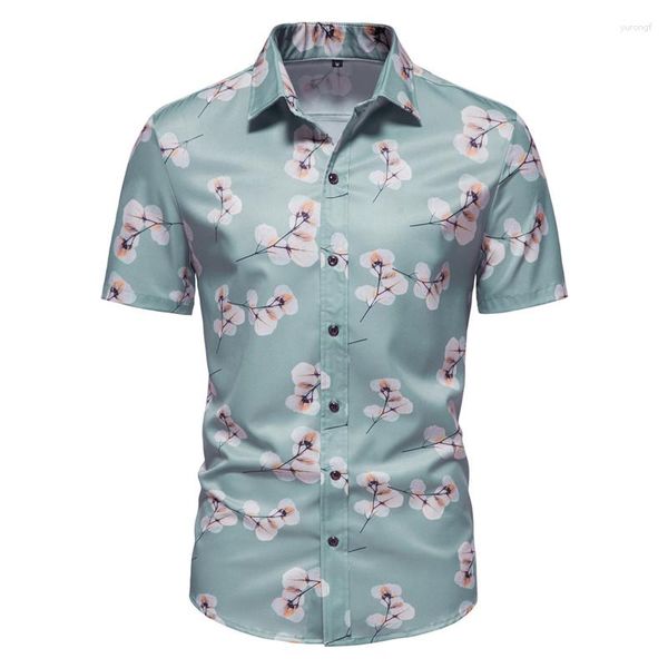 Camicie casual maschile 2023 Stampa elegante camicia aloha hawaiane maschili estivi a maniche corte d'accubito per le vacanze per le vacanze abbigliamento S-3xl S-3xl