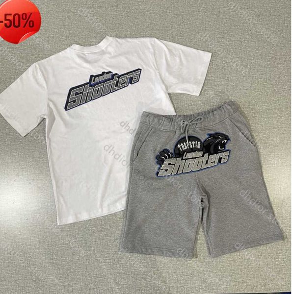 Camisetas masculinas camisetas de verão tiro de Londres TRAPSTAR TERNO CURTO FAMOSO DESIGNER DESIGNADORADO Bordado camisa de camisetas de casal de camisetas Bordado