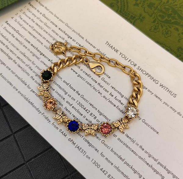 Braccialet designer gioielli accessori classici stile intarsio intarsio a catena braccialetti marca di moda marca di moda in bronzo geometria braccialetto farfalla