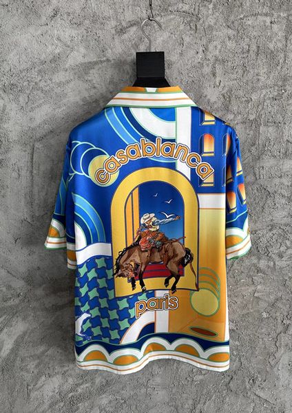 Casablanca 23SS Новая тренажера для западных лошадей шелковые рубашки дизайнер рубашки на гавайских рубашках с коротки