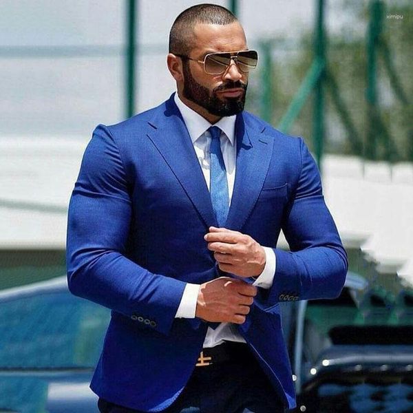 Ternos masculinos Man Wedding Homem 2023 Royal Blue Groom Tuxedo Blazer Traje Homme Groomsmen traje Slim Terno Masculino 2