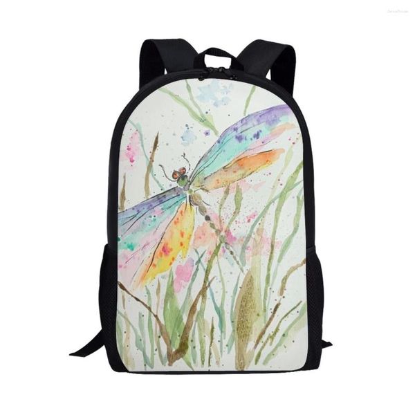 Schultaschen Lustige Dragonfly Animal Art Designtasche für Kinder Jungen Mädchen Buch Casual Rucksack Teenager Reisebereich Rucksäcke