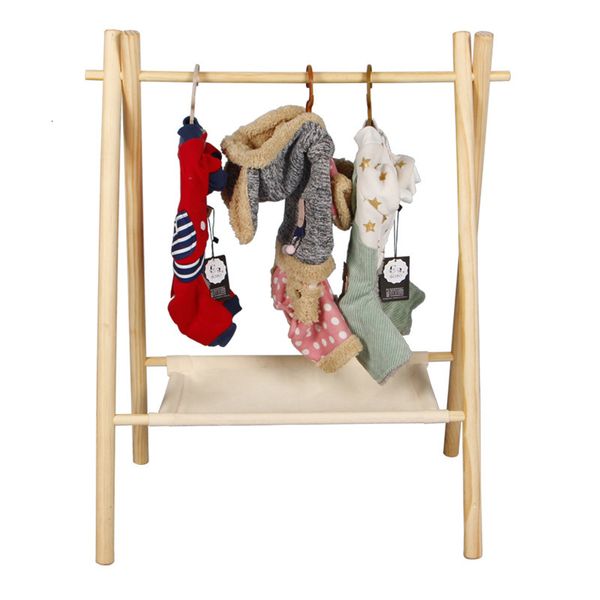 Vestuário para cães para cães para cães para cães para cães para cachorrinho para cabide de gato rack de madeira de armazenamento duplo rack para cães, roupas de gatinha acessórios de estimação 230812