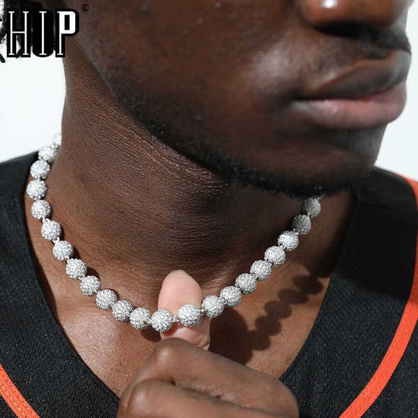 Hip hop da 10 mm bling ghiacciato attorno a una pietra aaa pietra cubica zirconia chokers callista palla braccialetto per uomini donne gioielli