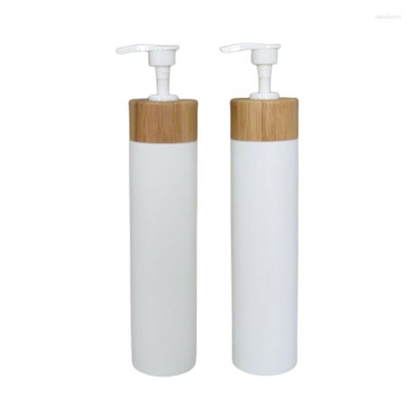 Бутылки для хранения 15 шт./Лот 250 мл белый/черный эмульсионный лосьон с эмульсией PE с бамбуковым насосом шампунь/мытье кузова