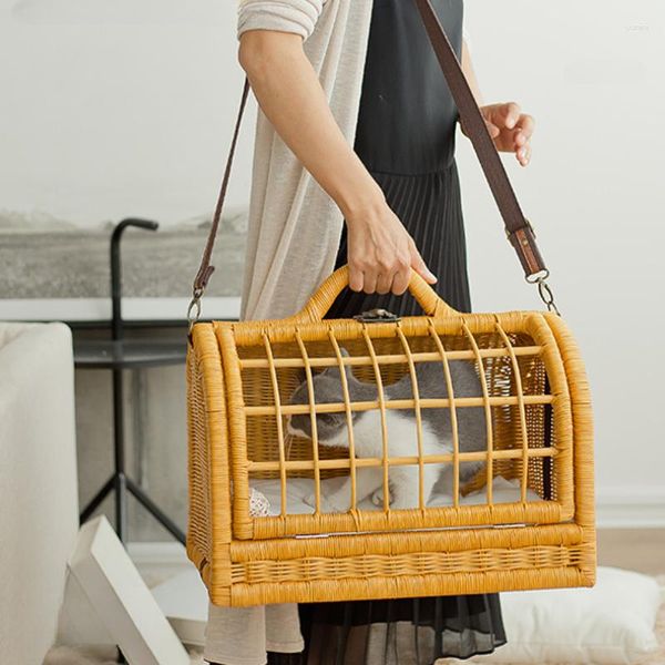 Carriers Cat PET PET in uscita Bag portatile Vine Weaving Libro di spalla traspirante con rifornimenti che trasportano scorte