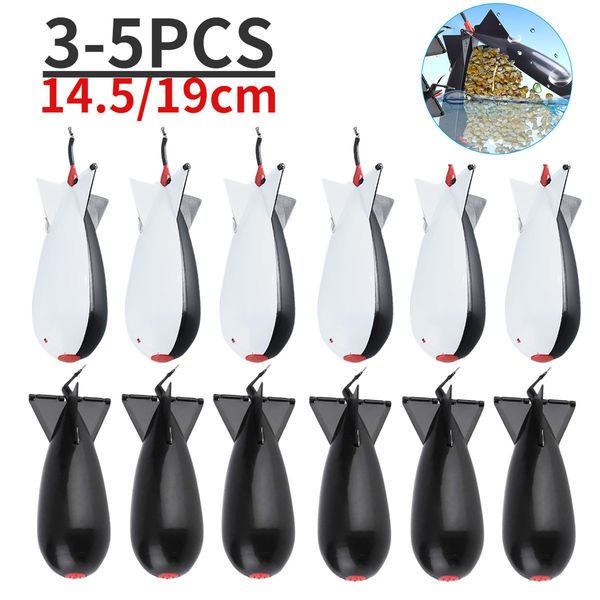 Acessórios de pesca 3/4/5pcs alimentador de foguetes de pesca de carpa 14,5cm 19cm Spod Bomb Bloat iscler isolder bellet foguete alimentador de pellets acessórios de pesca 230812