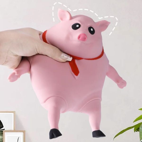 Objetos decorativos Figuras engraçadas Pink Pig Animals Toy Squeeze Lovely Supple Piggy Doll High Elastic Antistress Kids Adults Cartoon Gifts 230812