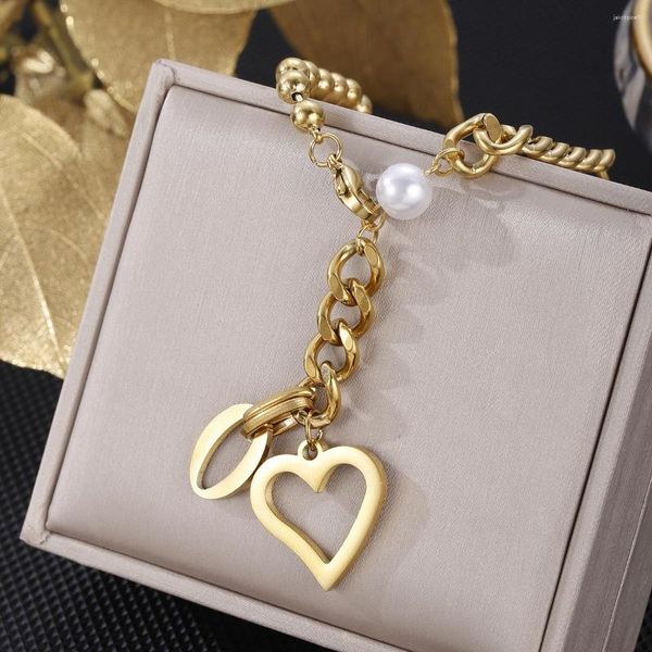 Anhänger Halsketten Xinyixin 316L Edelstahl Liebe Herz Frauen Mädchen Perle Hängende Kette Choker süßes Valentinstag Geschenk