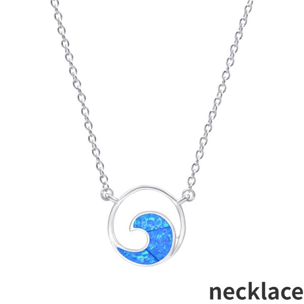 Hot Selling 925 Silver na Europa e América, New Color Illusion Aobao Women's Colar, Blue Ocean Wave Beautiful colar