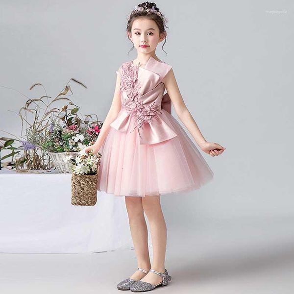 Abbigliamento etnico Pink Chinese Year Costume Kids Sleeveless Cheongsam Fashion Girl Qipao Party Birthday Wedding Opage Abito da percorso