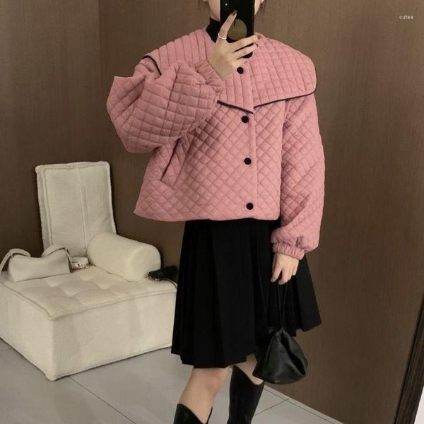 Trench de trincheira feminina Cardigan Coat fêmea 2023 Autumn/Winter Diamond Diamond Cotton Dress Women Design Sense Setor Small e Lightweight Tops