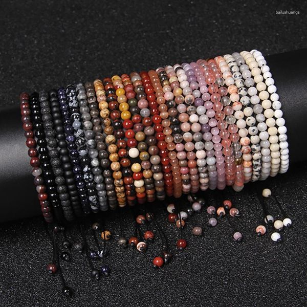 Strand 4mm Reiki Natursteinkügelchen Armband kleine Achate türkis Quarz Perlen geflochten