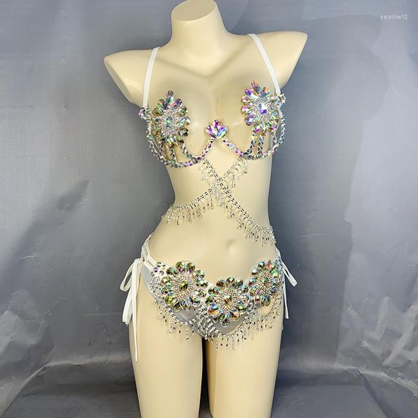 Desgaste do palco Chegada Sexy Samba Carnival para Women Wire Bra Cristal Stones Cristal