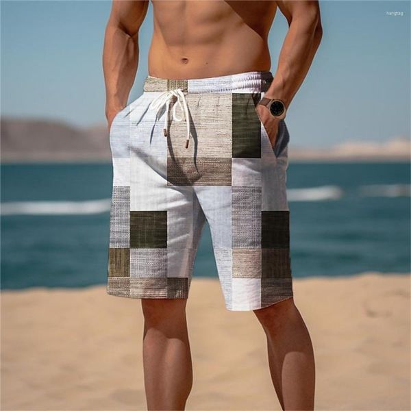 Herren Shorts Schweiß kurzes Strand Terry Draw String Elastic Taille 3D Print Graphic Plaid Stripe Daily Holiday Streetwear