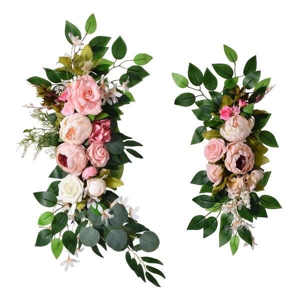 Fiori decorativi ghirlandes arco di fiori artificiale Decorazione del matrimonio Decorazione Sfondo di fila sedia a filo posteriore Striscia di fiori Specchio anteriore decorazione di fiori 230812