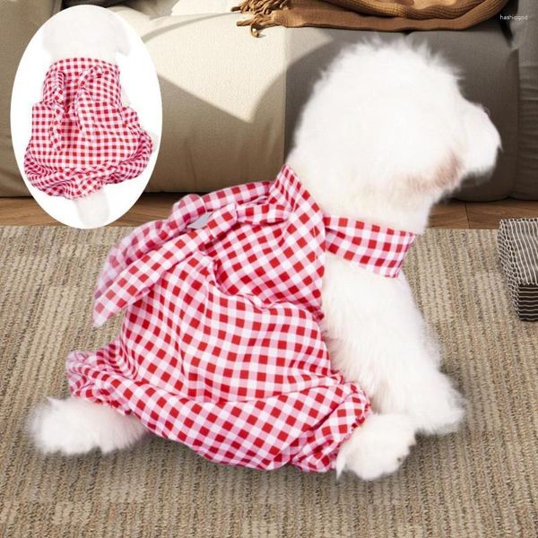 Vestido de vestuário de vestuário para cães roupas de gatinho roupas de estimação impressão xadra