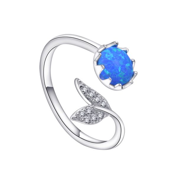 Vendita a caldo 925 argento in Europa e in America, New Phantom Opal Women's Ring's Elegant and Fashion Blue Mermaid Opal Women