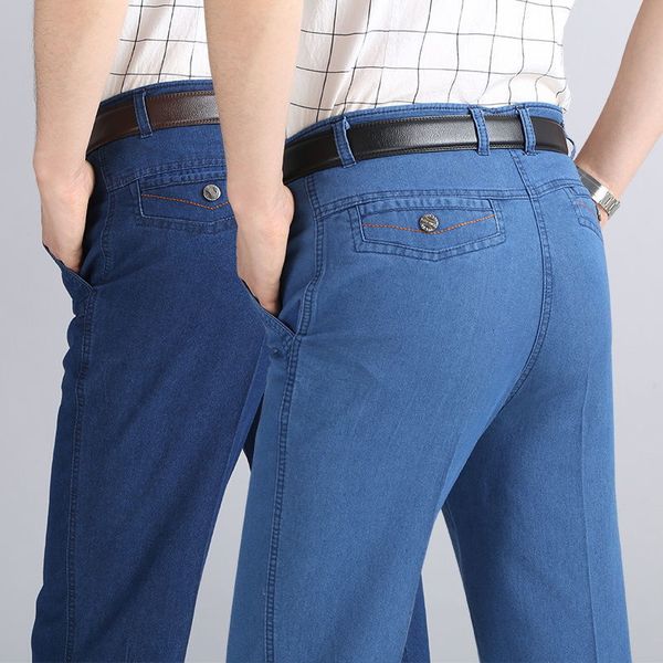 Мужские джинсы мужчины повседневные четыре сезона Cooton тонкие брюки Carogo Средние возрасты.