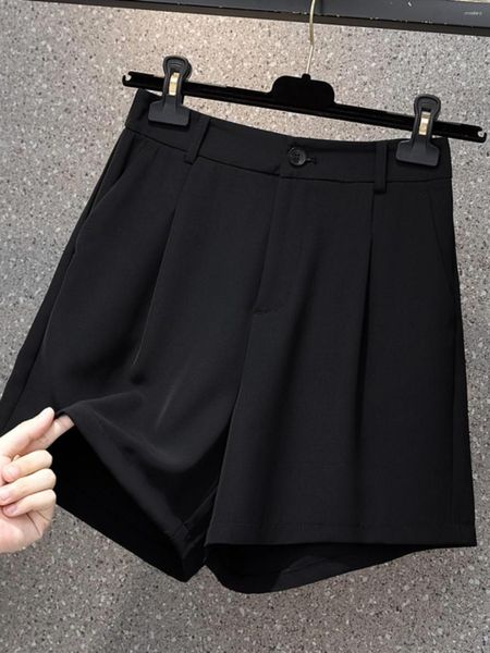 Shorts femminile estate 4xl Abito in vita alta per lady Stile elegante semplice bianco nero sottile sottile morbido donna traspirante pantaloni gambe larghe