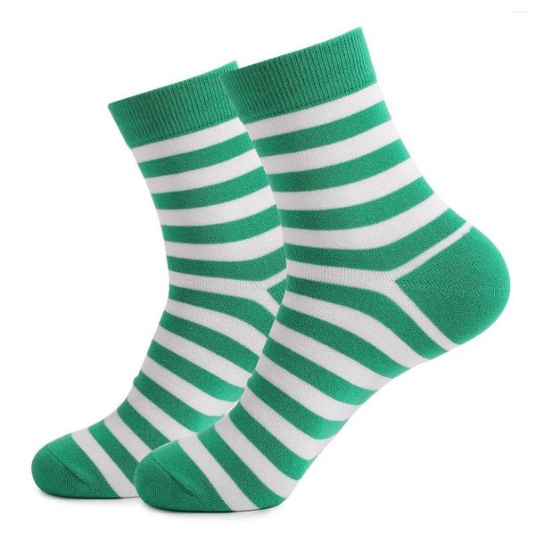 Frauen Socken 1 Paar grüner Streifen vier Blattklee Männer Frauen Sportkleid weiß Unisex