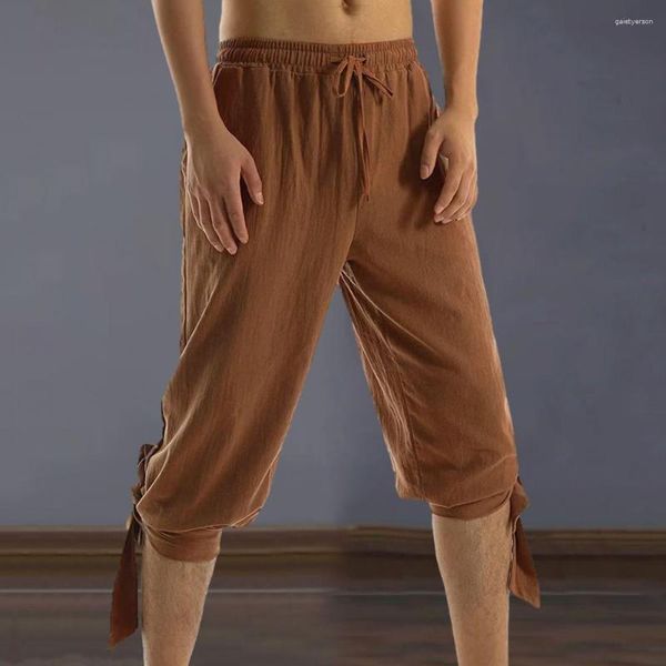 Pantaloni da uomo uomini tasche in vita elastica vichinga cosplay cavaliere contadini contadini da pirata bloomer pantaloni coltivati