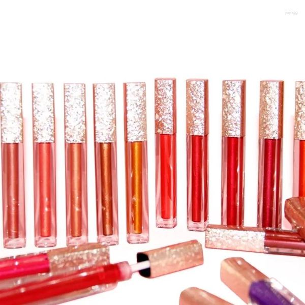 Dudak Parlatıcısı 17 Renk Su Geçirmez Metalik Glitter Özelleştirilmiş Logo Kozmetik Makyaj Lipgloss Özel Etiket