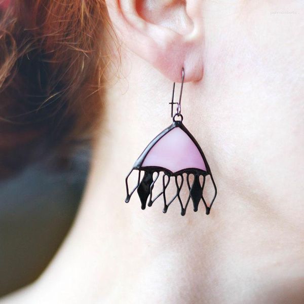 Dangle Ohrringe Original rosa Acrylfischschwanz für Frauen 2023 Designer Süßes Sommerharz -Qualle -Ohren -Juwelier Bijoux