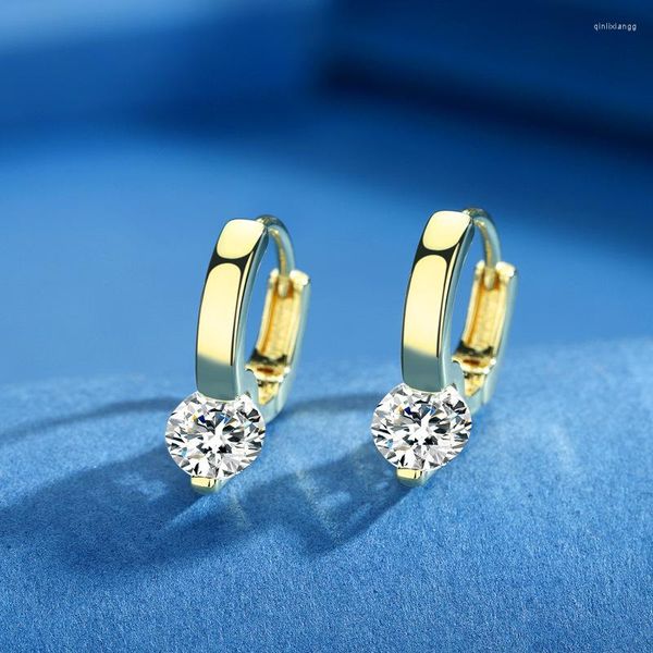 Hoop Ohrringe Luxuskristall runder Stein kleiner Ohrring weißer Zirkon winzig für Frauen Vintage Gold Farbe Hochzeit Engagement Schmuck