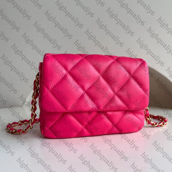 Barbie Pink Luxury Leather ombro Bag CC10A Espelho de qualidade Crossbody Bag Designer Mini Flip Bag Packaging requintado 21cm