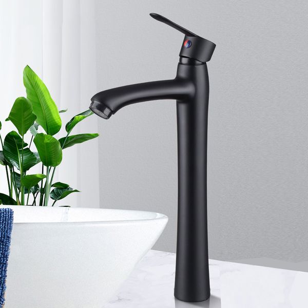 Siyah Krom Altın Uzun Banyo Musluğu Tek Soğuk Su Havzası Lavabo Tap çinko Alaşım Havzası Musluk Desk Monte Tek Delik Tapware