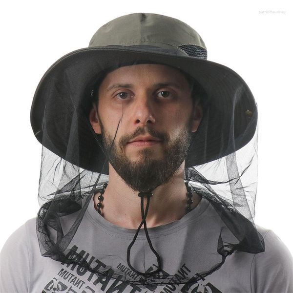 Berretti mimetico camuffato maschio cappello da pesca da pesca anti-bee insetto anti-mosquito netta traspirante a maglie da sole