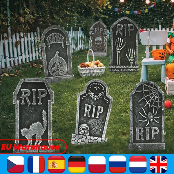 Andere Event -Party -Lieferungen 3/6pcs Schaum Skelett Grab Dekoration für Patio Grab Bat Party Accessoires Horror House Requisiten RIP Tombstone 230812