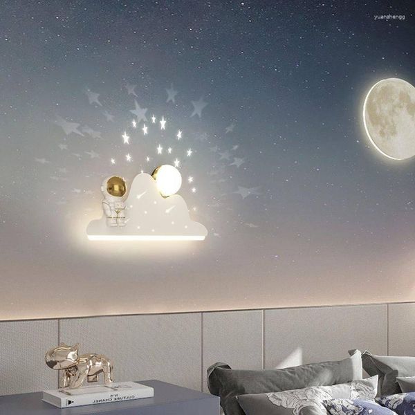 Wandlampen Nordischer Astronaut Kinderzimmerlampe Schlafzimmer Hintergrund dekorative Lichter moderne minimalistische kreative LED -Bett