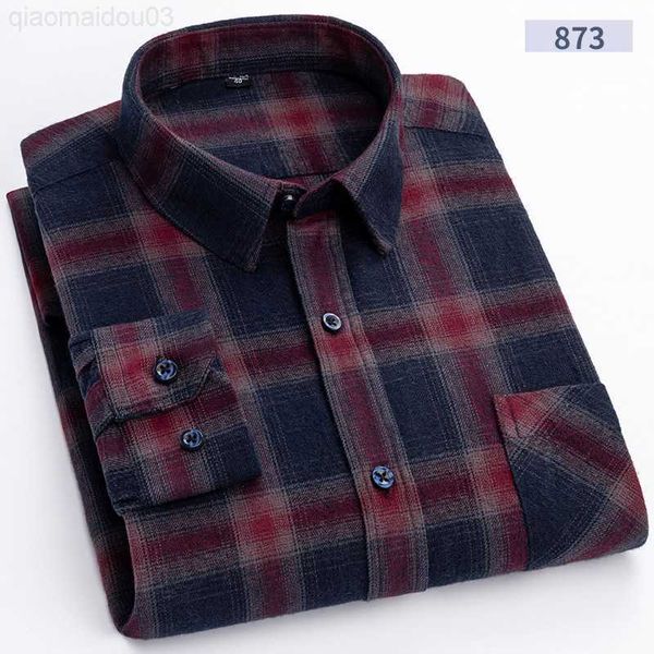 Camisas casuais masculinas flanela camisas casuais de manga comprida ajuste regular outono inverno quente vestido xadrez camisa novo modelo de blusa de melhor tamanho l230813