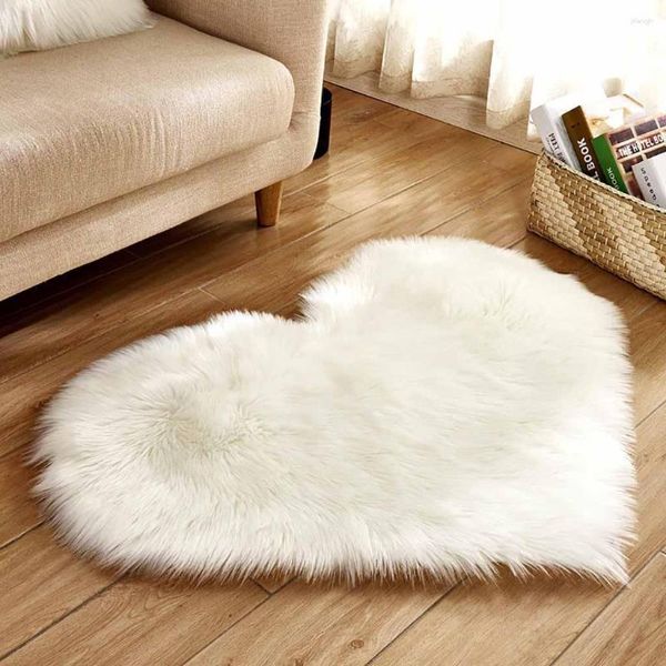 Teppiche lieben Herz Teppiche Kein Fussel Teppich künstlicher Wollschaffell haariger Matten Faux Fluffy Room Fläche Teppich zum Leben