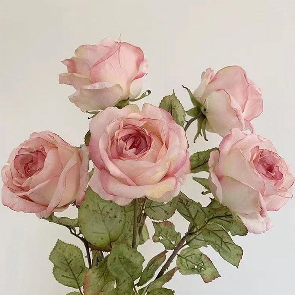 Декоративные цветы искусственные цветы, привлекающие широко используют пластиковую изысканную реалистичную фальшивую розу для домашнего украшения 2 ПК