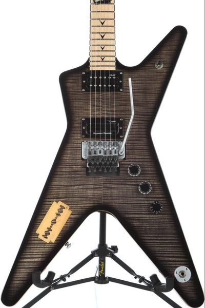 Hard Rock 2014 Translúcido Black Flame Dimebag Darrell Roots Guitarra elétrica Floyd Rose Tremolo Bridge Oak Razor Blade Bingboard Maple Fingboard