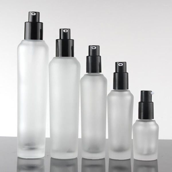 Bottiglie di stoccaggio di alto grado 100 ml di vetro all'ingrosso della bottiglia di pompa a lozione smerigliata per distribuzione per distribuzione