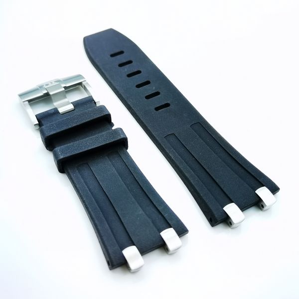 28mm schwarz fluoriertes Gummiband 20mm Schnalle -Gurt für AP Royal Oak Offshore 42 mm Uhr