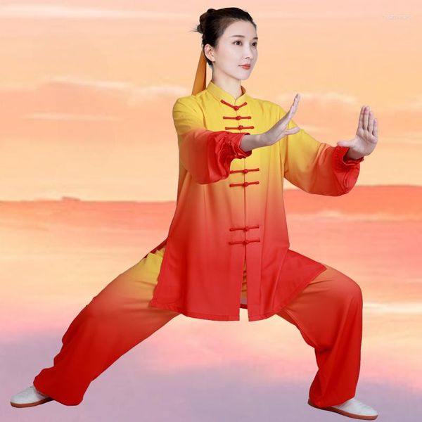 Etnik Giyim Tai Ji Takım Kadınlar Zarif Üst ​​Düzey Performans Gradyan Chi Egzersiz Erkek Giyim Wushu