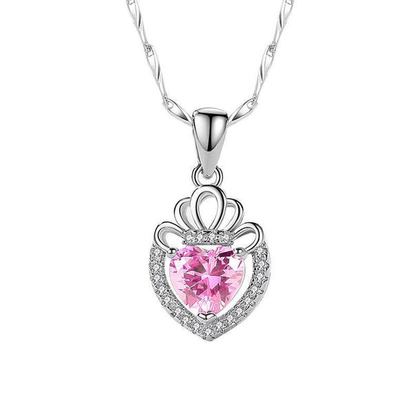 S999 Collana in argento sterling Fashion's Fashion Crown Love Pendant Collarbone Chain Gift per gioielli personalizzati