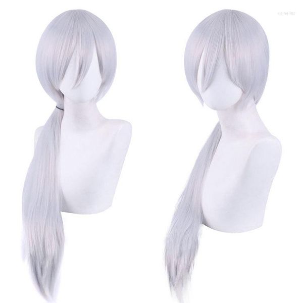 Costumi anime motoseghe man hough parrucca lunghe grigio argento resistente al calore resistente ai capelli sintetici con parrucche Capo.